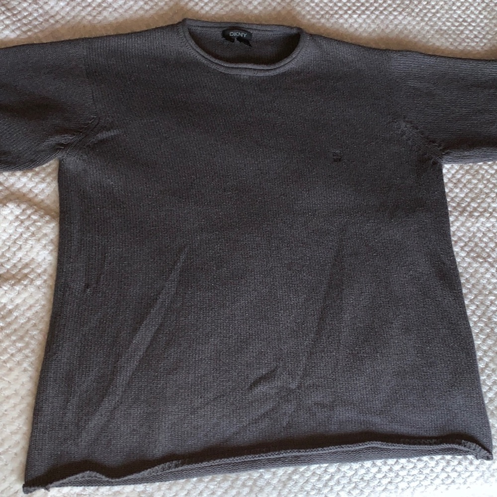 Dkny Men’s L Grey 100% Cotton Pullover Sweater